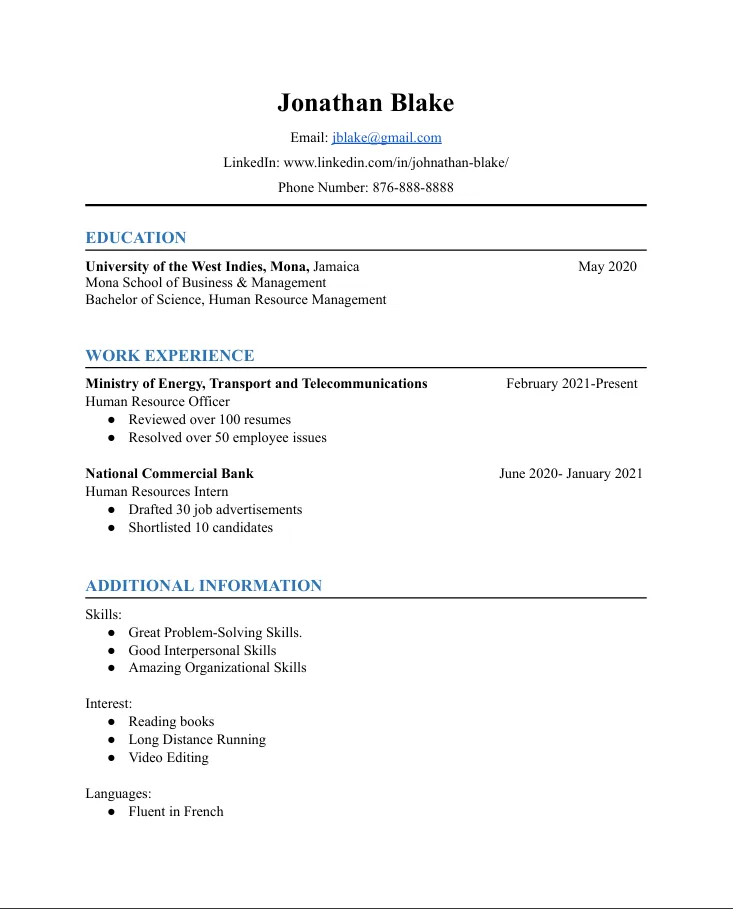 Johnathan Blake Resume